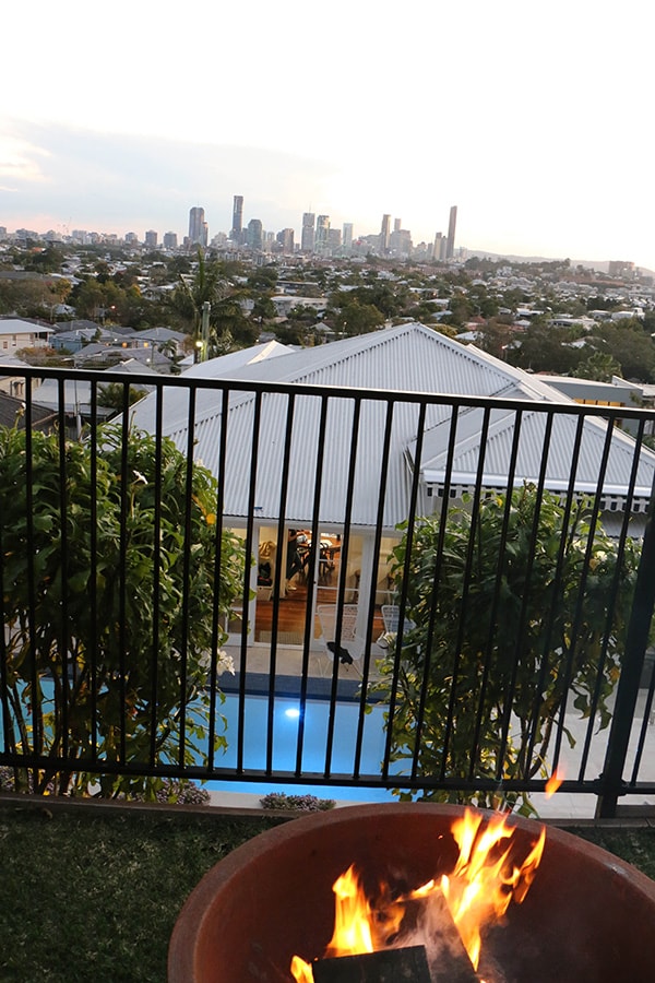 Custom concrete pool with Brisbane city views
